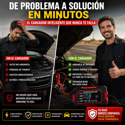 TurboPower® Cargador y Reparador Inteligente de Batería + Kit de 46 Herramientas GRATIS🔥